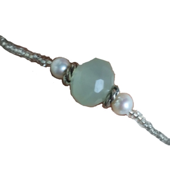 Artisan Jewelry - Chalcedony Sterling Silver choker pearl necklace